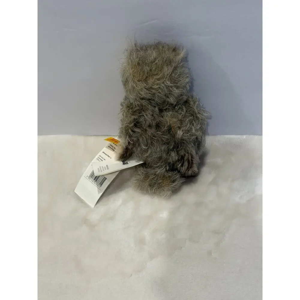 Steiff Wittie Owl 033315 Mohair Gray Brown Germany All Tags Button